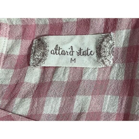Altar’d State Pink Gingham Tiered Mini Dress Size M Short Sleeve Summer Casual - Picture 7 of 10